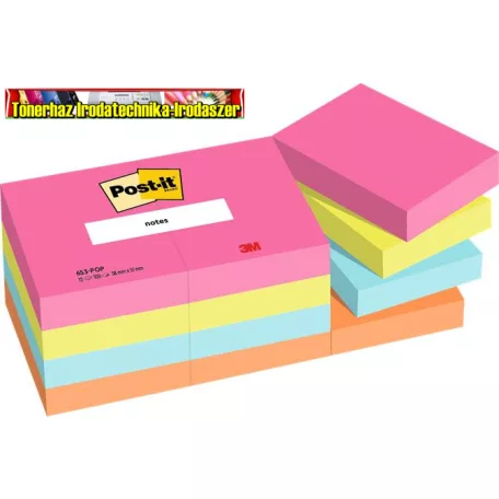 Öntapadó jegyzettömb, 38x51 mm, 100 lap, 3M POST-IT, Poptimistic (LP653POP)