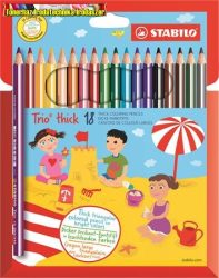 STABILO Trio Színes ceruza készlet, háromszögletű, vastag, 18 különböző szín