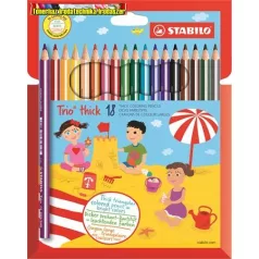   STABILO Trio Színes ceruza készlet, háromszögletű, vastag, 18 különböző szín