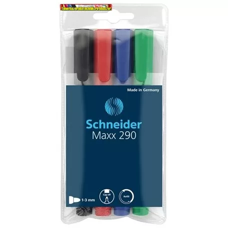 Schneider Maxx 290 tábla- és flipchart marker, 4 színű készlet, kúpos (táblafilc)