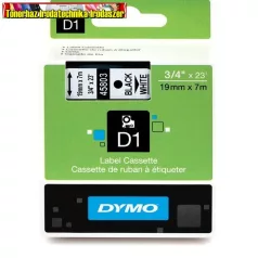   - Kiárusítás- Dymo D1 kazetta (S0720830) 45803- 19mmx7m FEKETE betű/FEHÉR háttér