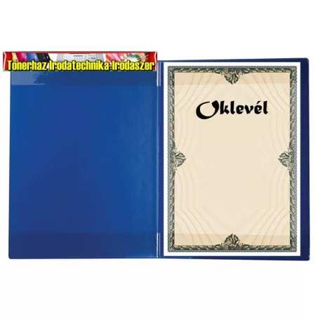 Oklevéltartó, plüss, A4, VICTORIA, kék