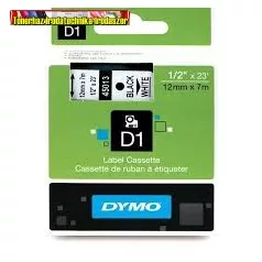   DYMO D1 (S0720530) 45013- 12mmx7m FEKETE betű/FEHÉR háttér 