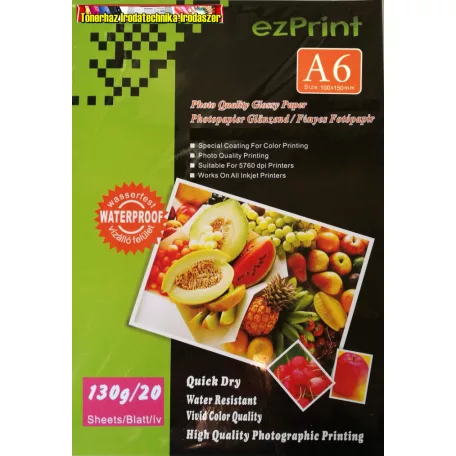 ezPrint Fotópapír 10x15 20lap/cs 130g fényes,vízálló