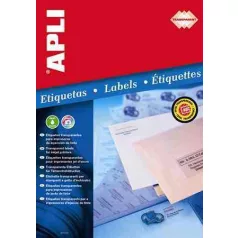   Apli Etikett, 48,5x25,4 mm, poliészter, kerekített sarkú, átlátszó, 44címke/lap 10lap/cs 440 etikett/csomag LCA10050