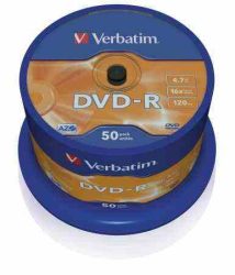 Verbatim DVD-R 4,7 GB, 16x, hengeren (AZO) 50db/henger