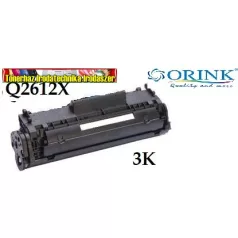   Utángyártott Q2612AX  lézertoner Orink Prémium Ch.100%ÚJ  Nagyobb töltet: 3000 old(Q2612)(q2612x) HP nyomtatóhoz