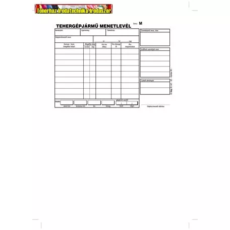 Victoria Menetlevél A/5 tgk. 100lap d.Gépj.21(tehergépkocsi menetlevél)
