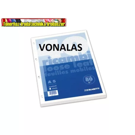 Gyűrűskönyv betét  - Ricambi -1194 - A/5 40 lap VONALAS FEHÉR  BLASETTI