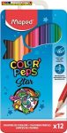   MAPED Color Peps,Színes ceruza készlet, háromszögletű, 12 különböző szín FÉM DOBOZBAN