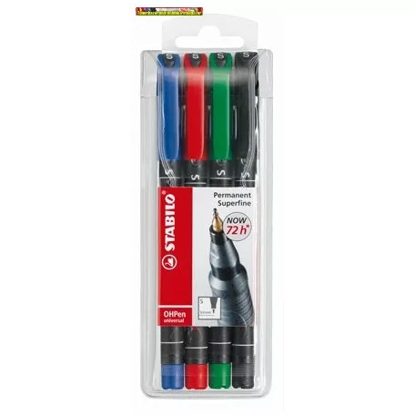 Stabilo OHPEN 841/4  S-es  4 színű alkoholos filc készlet (841S) (vonalvastagság: 0,4mm)