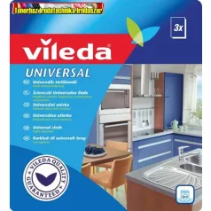    VILEDA Universal törlőkendő, 34x36 cm, 3 db, fehér-piros