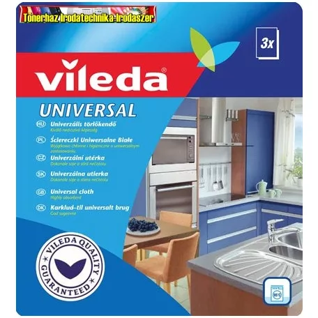  VILEDA Universal törlőkendő, 34x36 cm, 3 db, fehér-piros