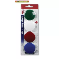 Táblamágnes Mágneskorong, 40 mm, 4 db, ICO JY-40, 4 szín