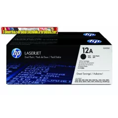   Eredeti DUPLA HP Q2612AD toner (2db egy csomagolásban)  (Fekete festékkazetta Laserjet 1010/ 1012/ 1015/ 1018/ 1020/ 1022/ 3015/ 3020/ 3030/ 3050/ 3052/ 3055 M1005 nyomtatókhoz)  (2 x 2000 old.) 
