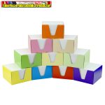   Kockatömb+doboz 9x9x6cm fehér, egyszínű színes doboz (kockablokk, tépőtömb)