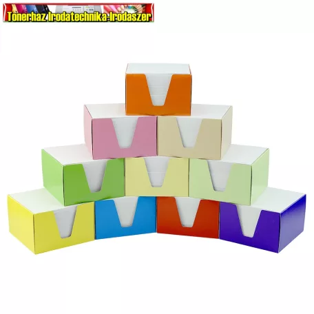Kockatömb+doboz 9x9x6cm fehér, egyszínű színes doboz (kockablokk, tépőtömb)