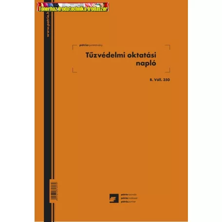 Tűzvédelmi oktatási napló 24 lapos füzet B.VALL.350 -PÁTRIA