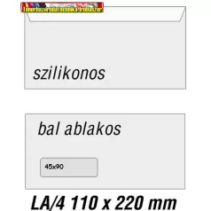   Boríték LA4 szilikon BAL ABLAK -00636- 45x90mm 110x220mm (LA/4)