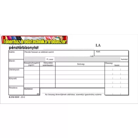 Kiadási pénztárbizonylat Victoria 25x2lap -B.318-103/V-