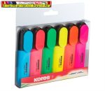   Kores szövegkiemelő készlet, 6 db/csomag (sárga, zöld, kék, pink, narancs, sötét narancssárga)