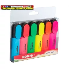   Kores szövegkiemelő készlet, 6 db/csomag (sárga, zöld, kék, pink, narancs, sötét narancssárga)