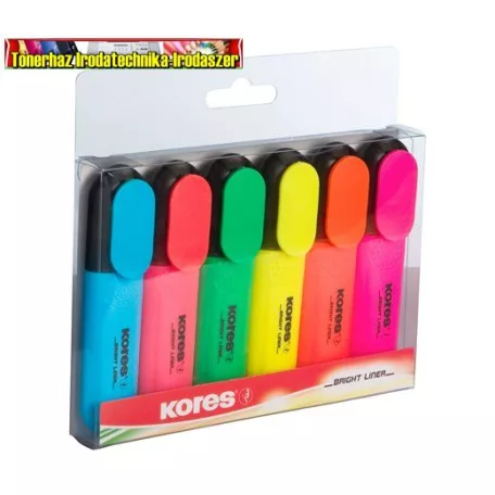 Kores szövegkiemelő készlet, 6 db/csomag (sárga, zöld, kék, pink, narancs, sötét narancssárga)