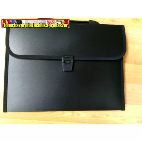 IRATTARTÓ A/4 HARMONIKÁS FÜLES TÁSKA P+P 13 RÉSZES ,CSATOS,FEKETE (CY8423)