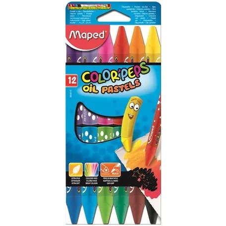 Olajpasztell kréta, MAPED Color Peps, 12 különböző szín (12db/dob)
