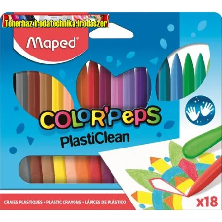 Zsírkréta, MAPED Color'Peps PlastiClean, 18 különböző szín (18db/cs)