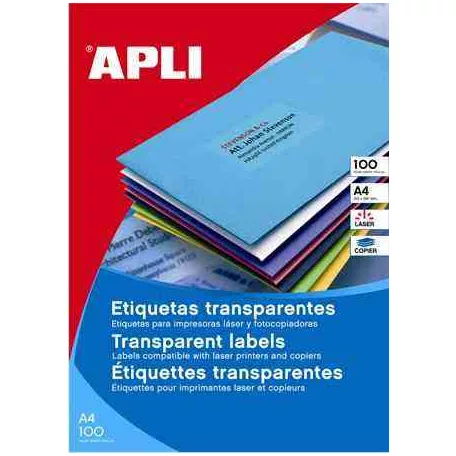 Apli Etikett, 48,5x25,4 mm, poliészter, időjárásálló, matt,  áttetsző, 44címke/lap 20lap/dob 880 etikett/dob 	LCA1223
