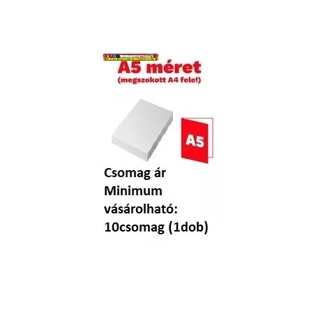 Fénymásolópapír  A/5 80gr  500ív=1cs. (A5 mérete:148 x 210 mm) cs-ár (min. vásárolható:10cs)