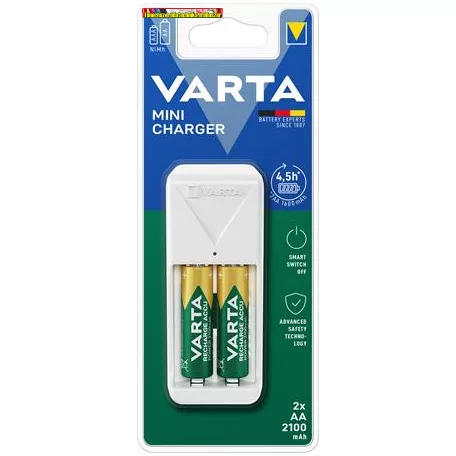 VARTA Mini Elemtöltő, AA ceruza/AAA mikro, +  2x2100 mAh AA, tölthető elem