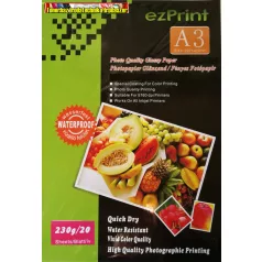   ezPrint Fotópapír A/3 20lap/cs 230gr fényes,vízálló  (tintasugaras)