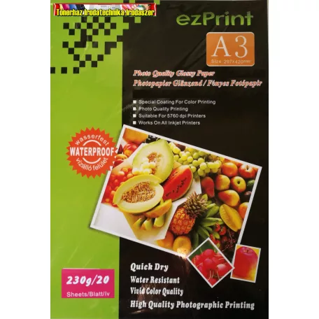 ezPrint Fotópapír A/3 20lap/cs 230gr fényes,vízálló  (tintasugaras)