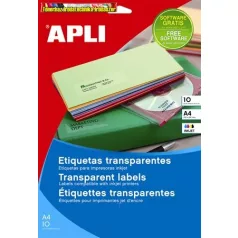   Apli Etikett, 70x37 mm, poliészter, átlátszó, 24címke/lap 10lap/cs 240 etikett/csomag LCA10051
