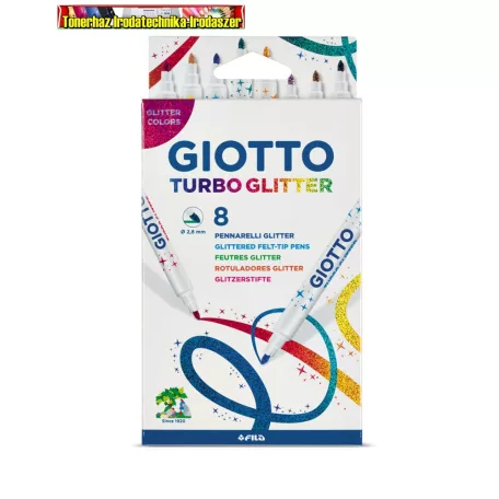 Giotto Turbo Glitter csillámos filctoll készlet 8 darabos