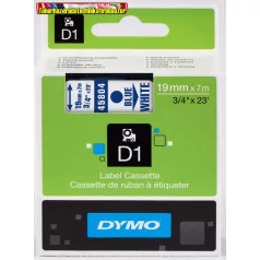   - Kiárusítás-  Dymo D1 kazetta (S0720840) 45804- 19mmx7m KÉK betű/FEHÉR háttér 
