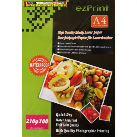 ezPrint Lézer Fotópapír A/4 100lap/cs 210gr matt,vízálló
