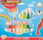    MAPED Color Peps Jumbo Filctoll készlet, 1- 5 mm, kimosható, vastag,  12 különböző szín