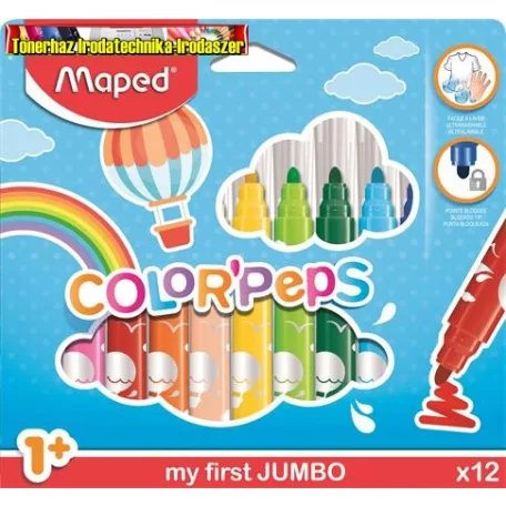  MAPED Color Peps Jumbo Filctoll készlet, 1- 5 mm, kimosható, vastag,  12 különböző szín