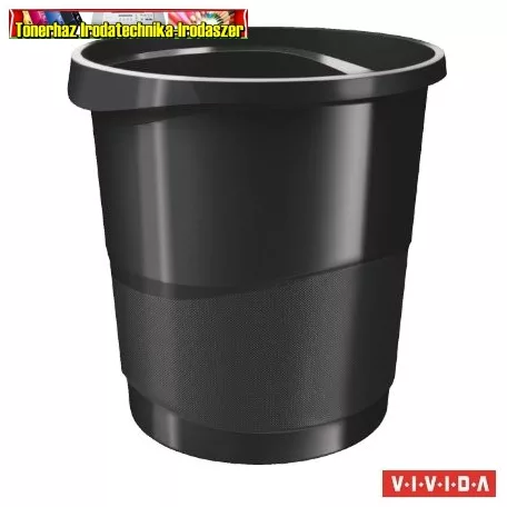 Papírkosár, 14 liter, ESSELTE Europost, Vivida fekete