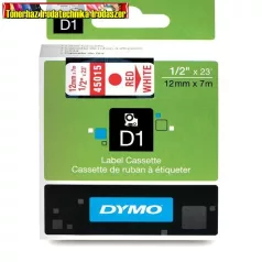   DYMO D1 (S0720550) 45015- 12mmx7m PIROS betű/FEHÉR háttér 