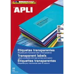   Apli 1 pályás időjárásálló áttetsző etikett, 210 x 297 mm, matt, lézernyomtatóhoz, 1címke/lap 20lap/dob 20 etikett/dob LCA1225