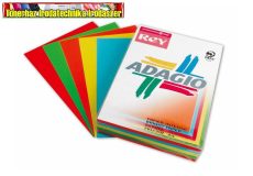 Rey Adagio A4/80g másolópapír, intenzív színek, 5x100 lap (sárga, narancssárga, mélyzöld, piros, mélykék)