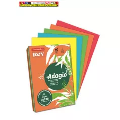   Rey Adagio A4/80g másolópapír, intenzív színek, 5x100 lap (sárga, narancssárga, mélyzöld, piros, mélykék)