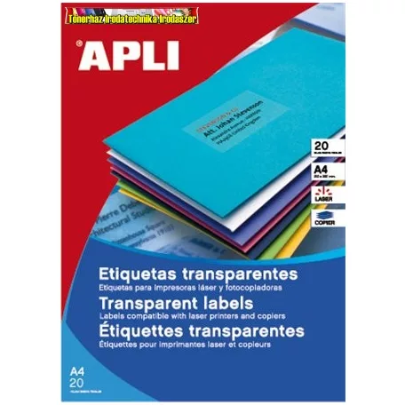Apli Etikett, 70x37 mm, poliészter, időjárásálló, matt,  áttetsző, 24címke/lap 20lap/dob 480 etikett/dob LCA1224