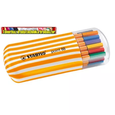 Stabilo Point 88 Zebrui tűfilc, 0,4 mm, 20 szín ovális műanyag dobozban 8820-02