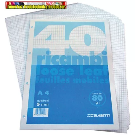 Gyűrűskönyv betét -Ricambi -1201- A/4 40 lap KOCKÁS FEHÉR BLASETTI