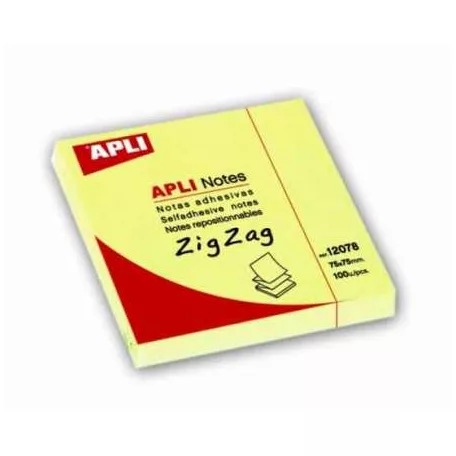 Apli Z öntapadó jegyzettömb, 75x75, sárga 12078 100lap/cs